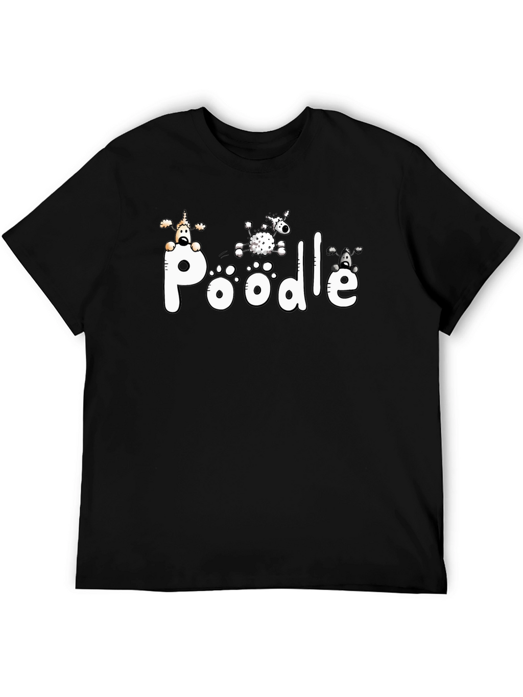 Poodle Graphic Print Black T-Shirt