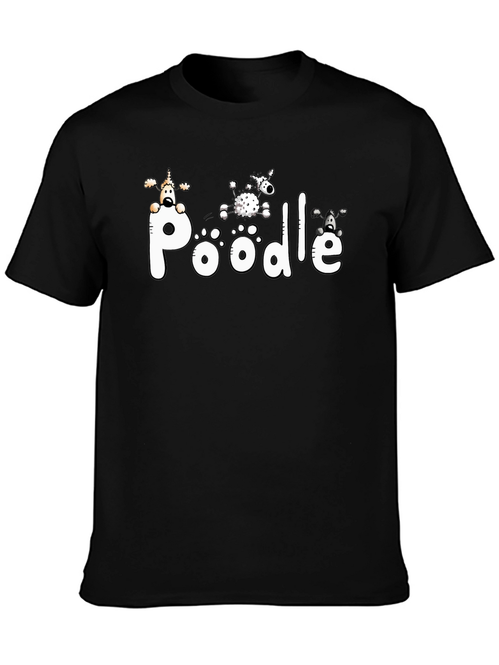 Poodle Graphic Print Black T-Shirt