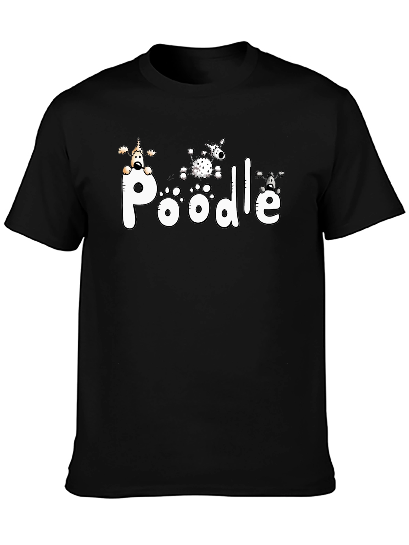 Poodle Graphic Print Black T-Shirt