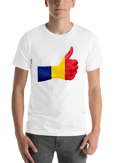 Romania Flag Thumbs Up Black T-Shirt