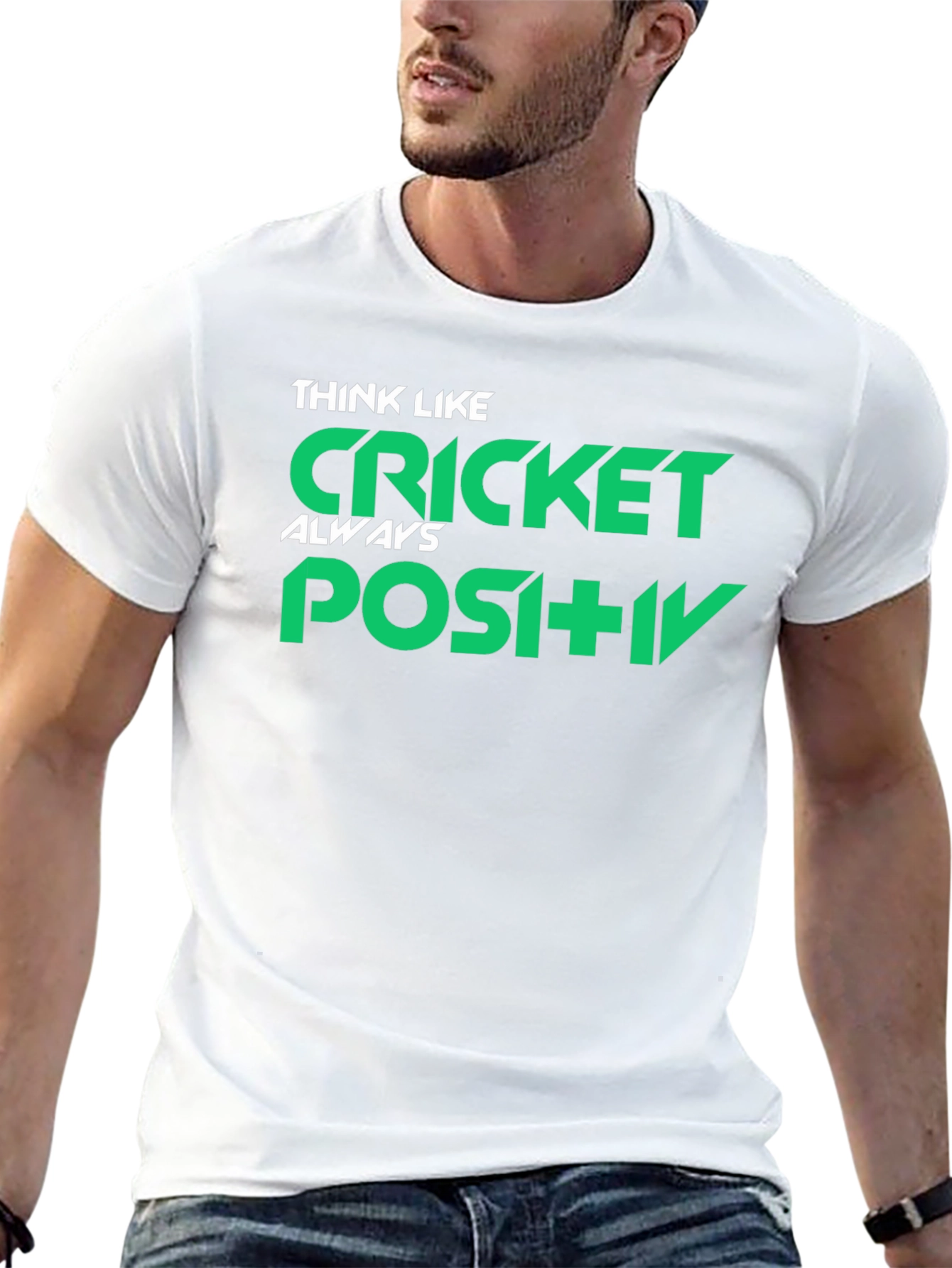 Think Like Cricket Positive Black Graphic T-Shirt