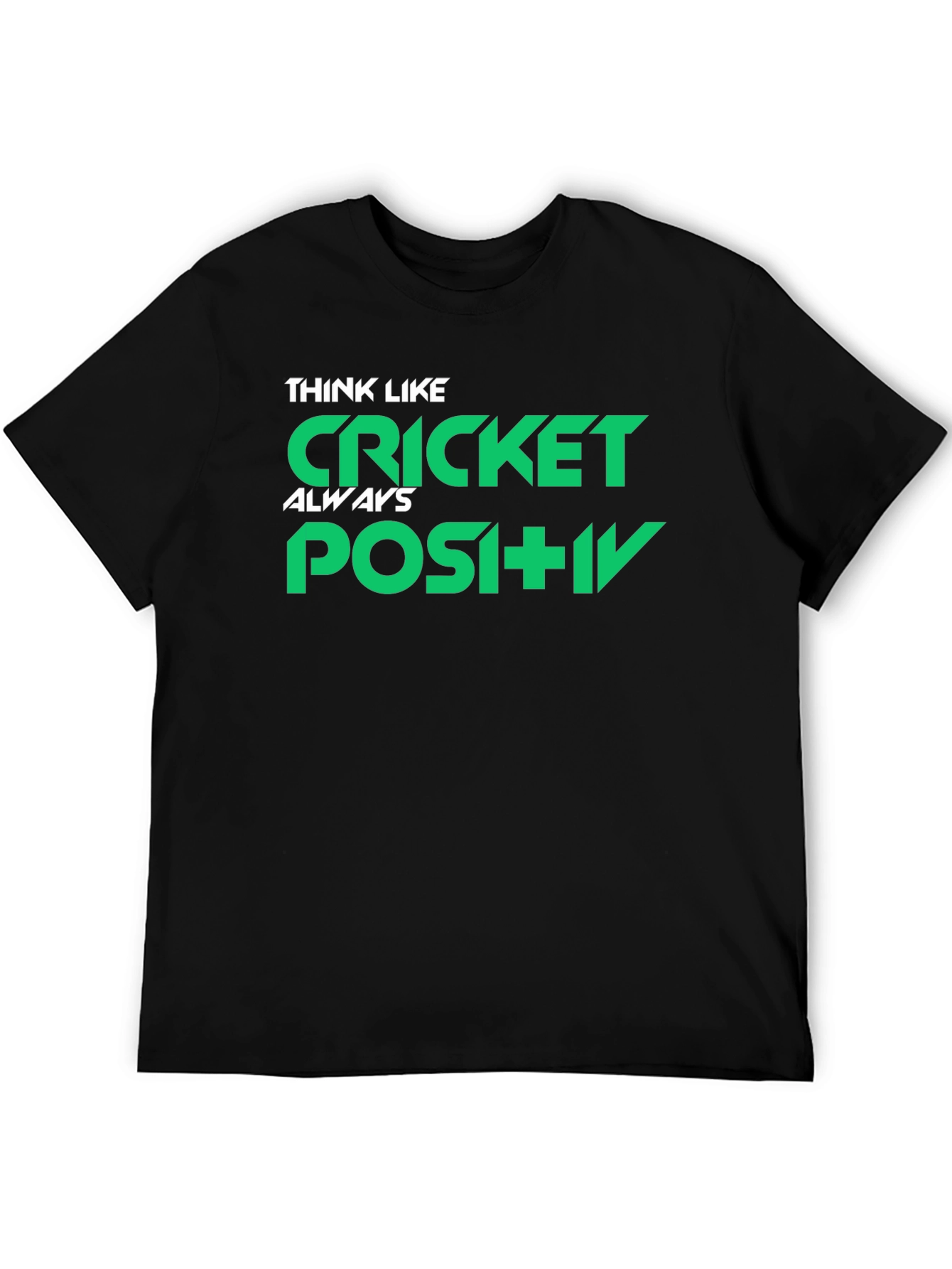 Think Like Cricket Positive Black Graphic T-Shirt