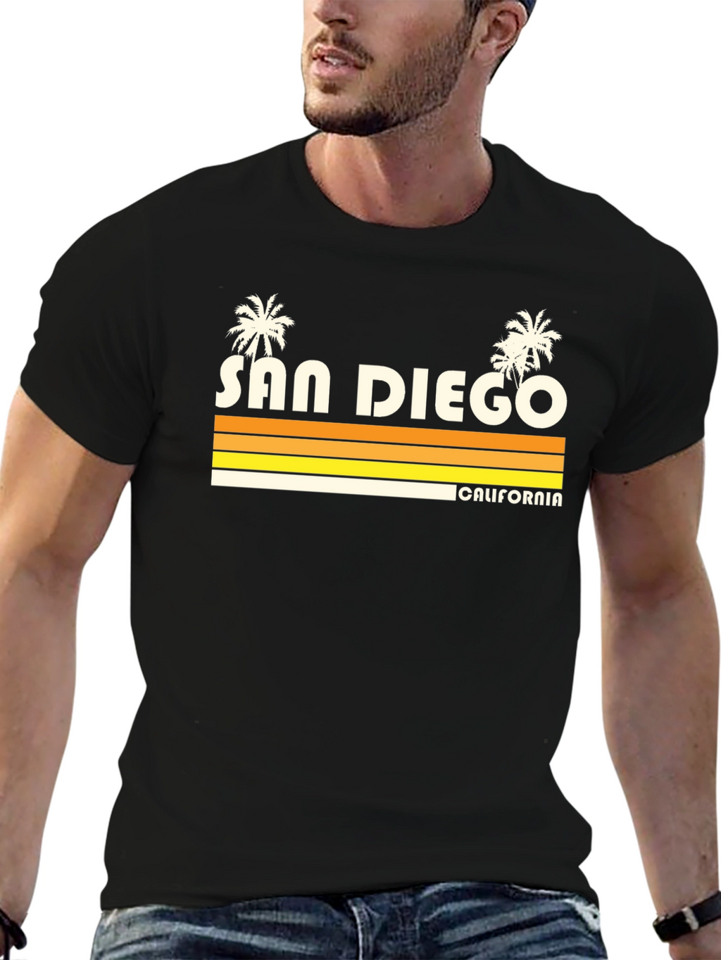 San Diego California Retro Style Black T-Shirt