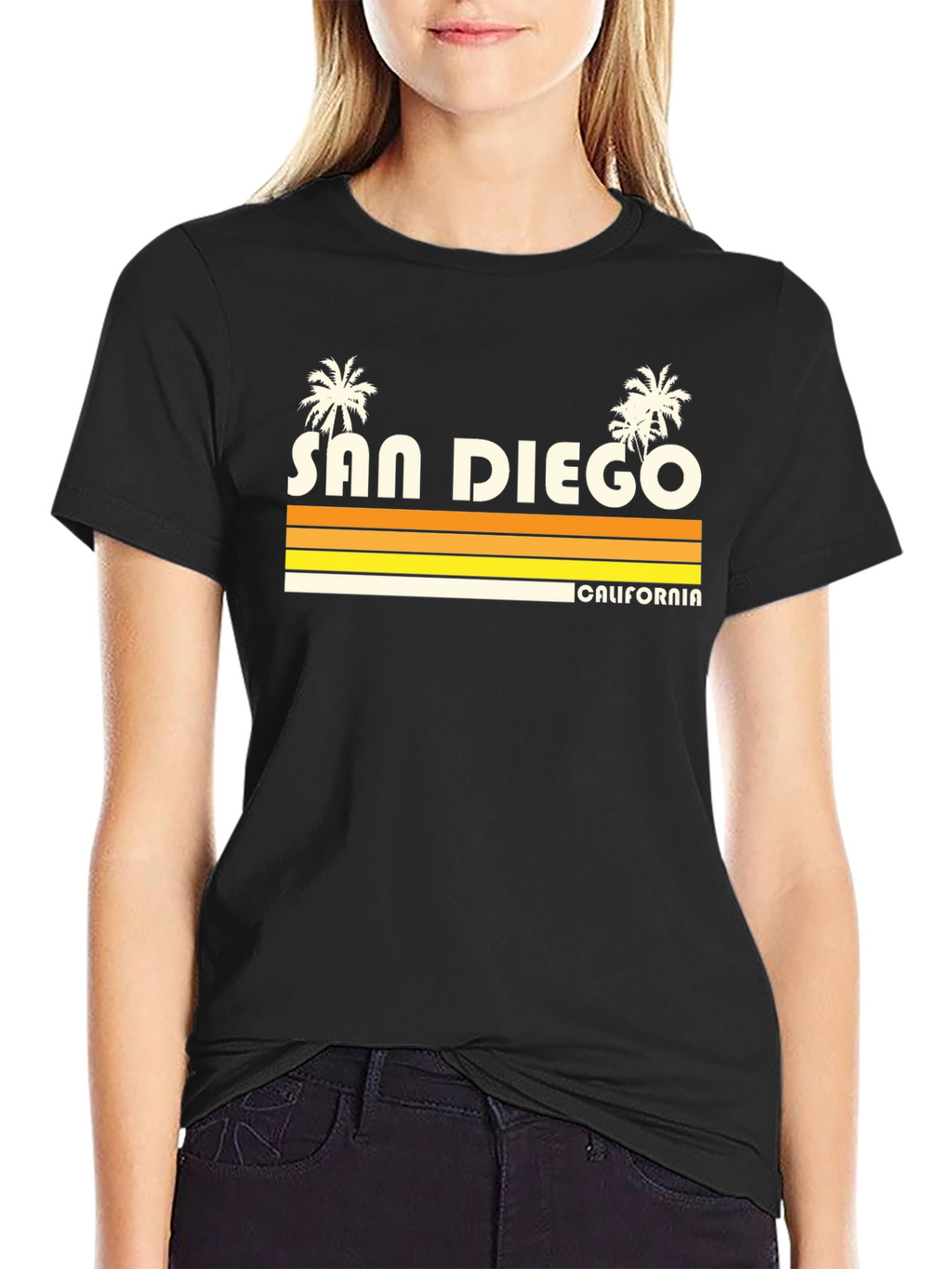 San Diego California Retro Style Black T-Shirt