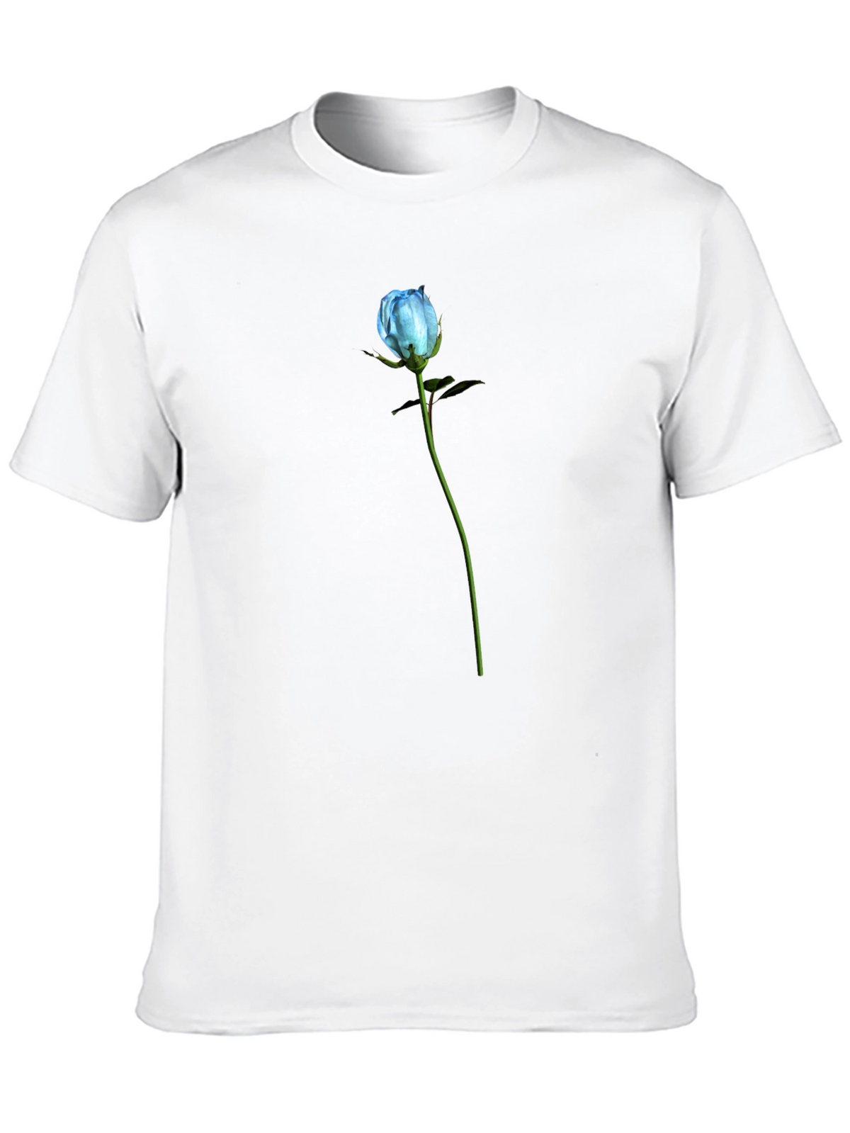 Blue Rose Graphic T-Shirt - Black Cotton Blend