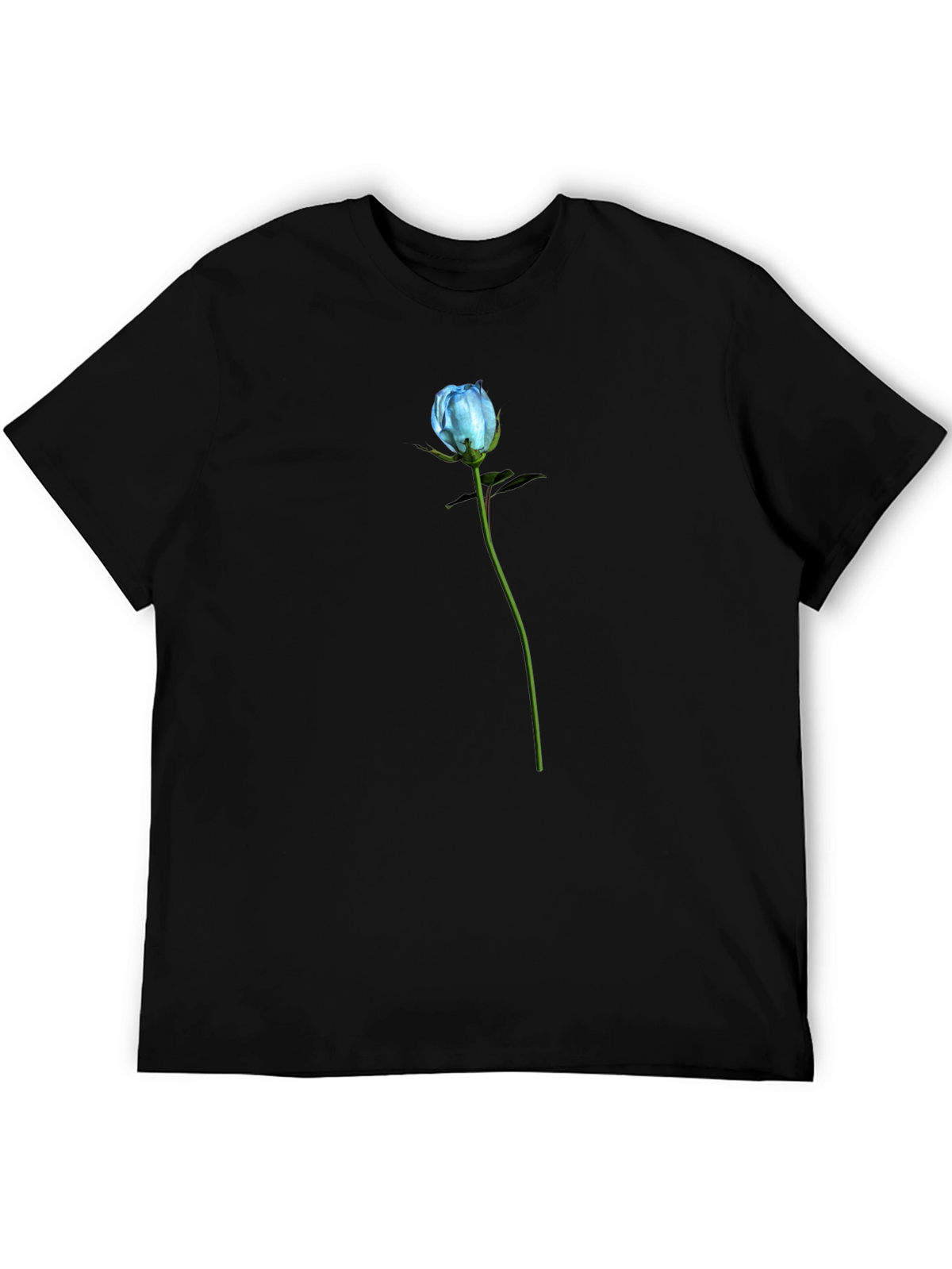 Blue Rose Graphic T-Shirt - Black Cotton Blend