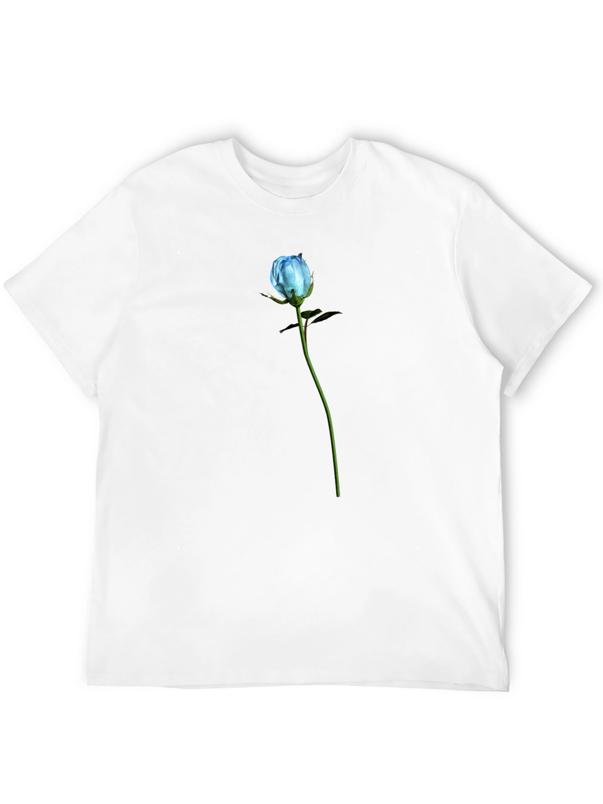 Blue Rose Graphic T-Shirt - Black Cotton Blend