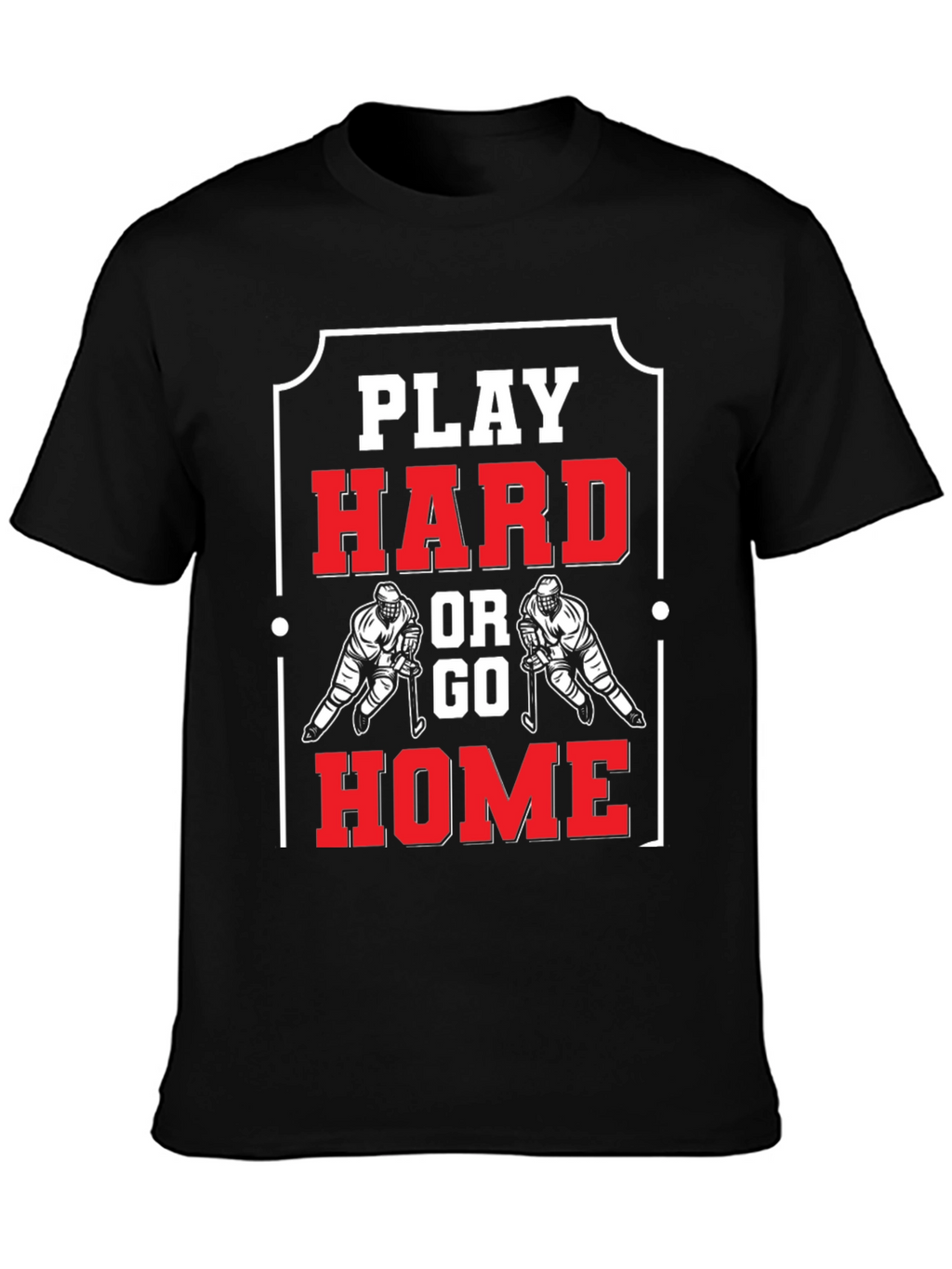 Play Hard Hockey T-Shirt - Black Cotton Graphic Tee