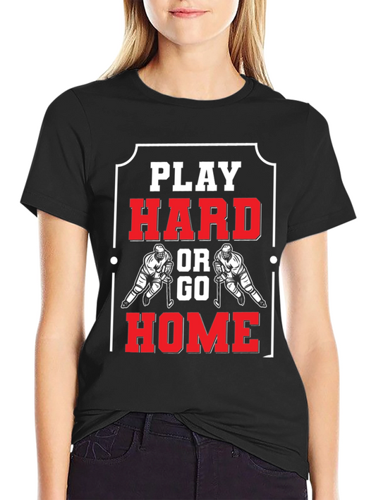 Play Hard Hockey T-Shirt - Black Cotton Graphic Tee