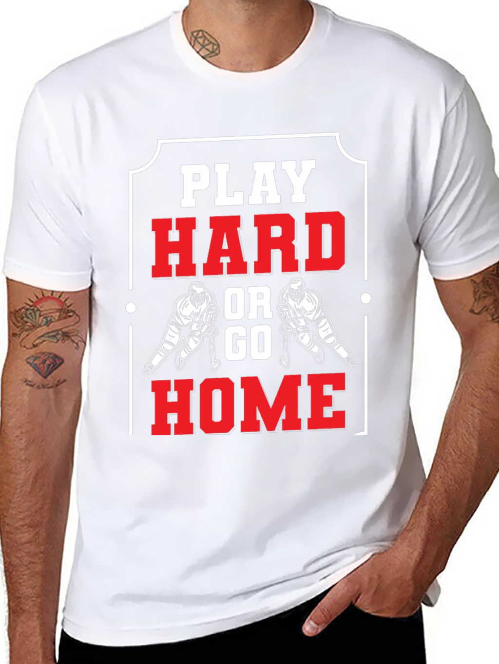 Play Hard Hockey T-Shirt - Black Cotton Graphic Tee