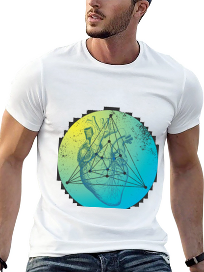 Geometric Heart T-Shirt - Modern Graphic Tee