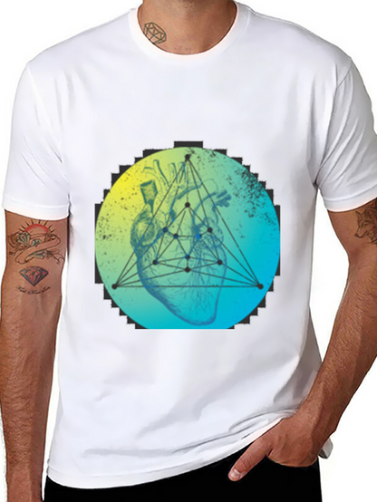 Geometric Heart T-Shirt - Modern Graphic Tee