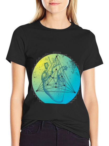 Geometric Heart T-Shirt - Modern Graphic Tee