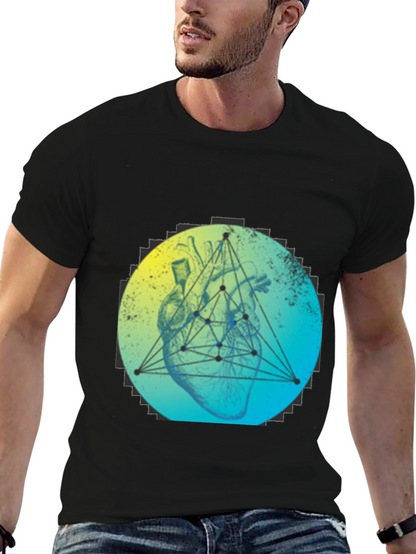 Geometric Heart T-Shirt - Modern Graphic Tee