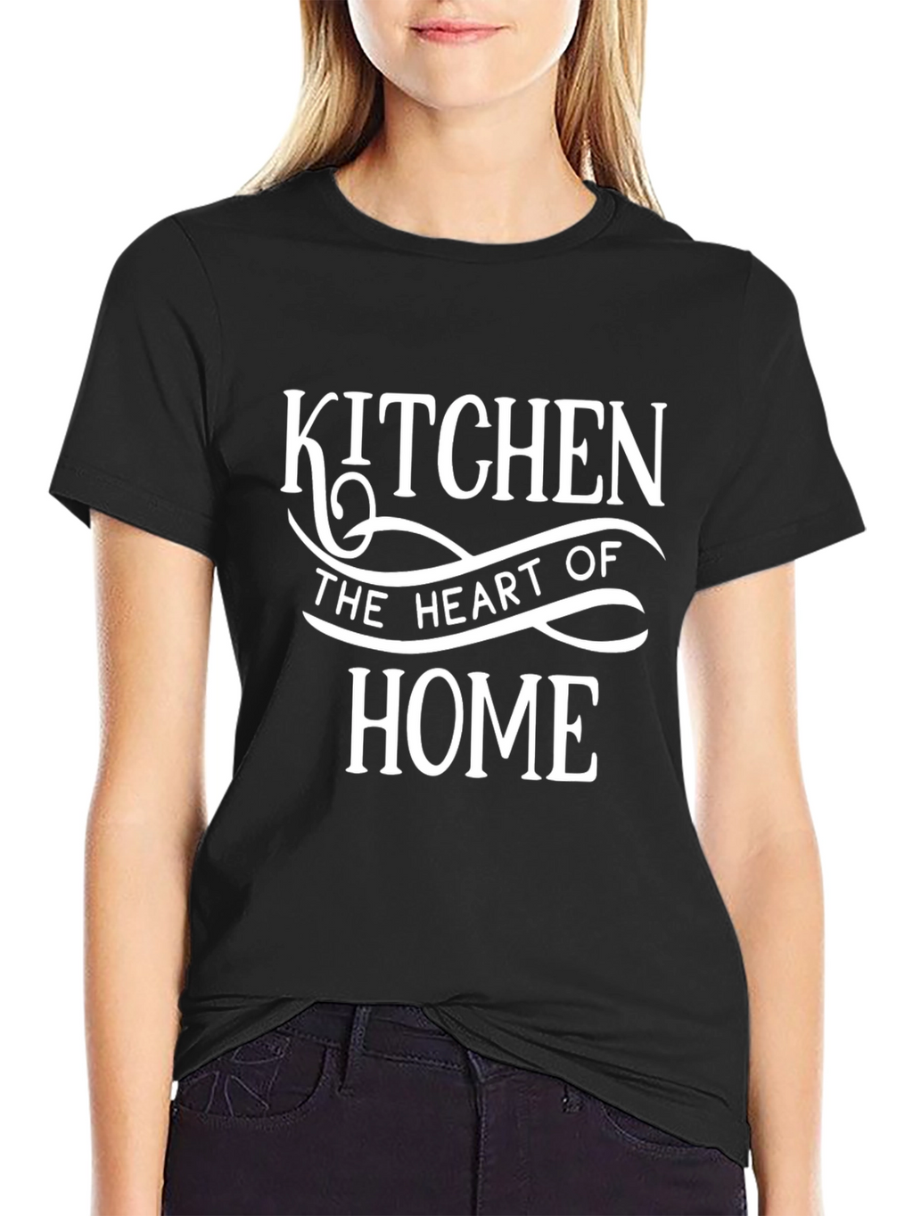 Kitchen Heart of Home Black Crewneck T-shirt
