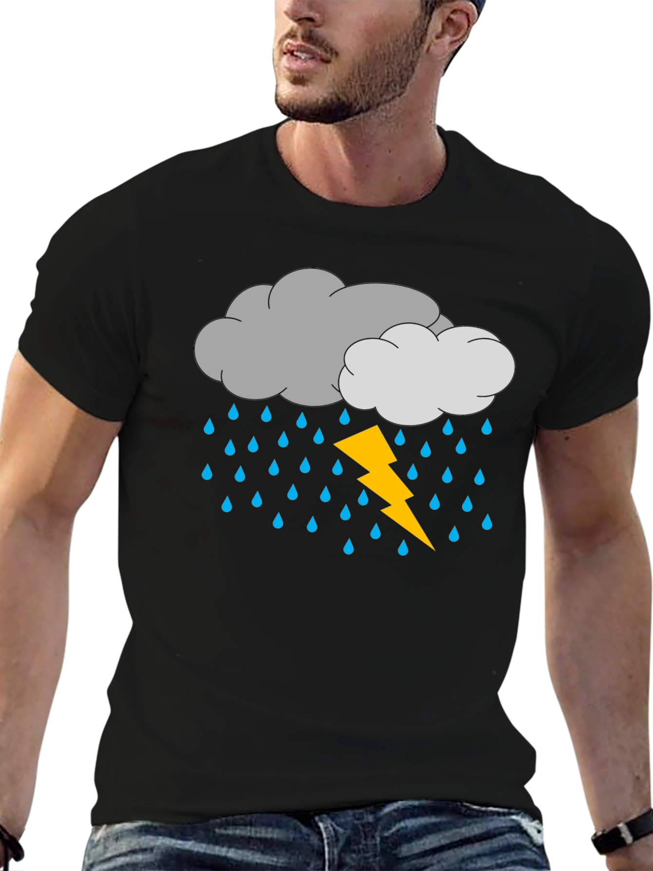 Storm Cloud T-Shirt - Lightning Rain Design