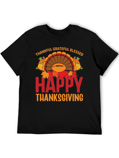 Thankful Grateful Blessed Happy Thanksgiving T-Shirt