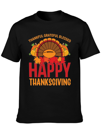 Thankful Grateful Blessed Happy Thanksgiving T-Shirt