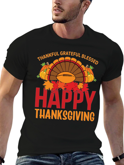 Thankful Grateful Blessed Happy Thanksgiving T-Shirt