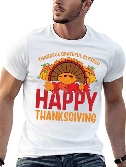 Thankful Grateful Blessed Happy Thanksgiving T-Shirt