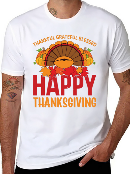 Thankful Grateful Blessed Happy Thanksgiving T-Shirt
