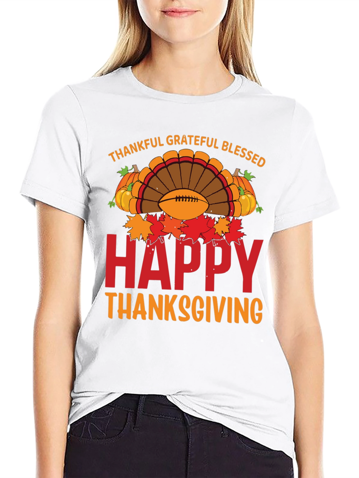 Thankful Grateful Blessed Happy Thanksgiving T-Shirt
