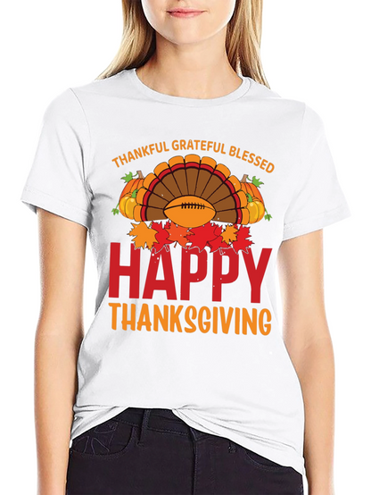 Thankful Grateful Blessed Happy Thanksgiving T-Shirt