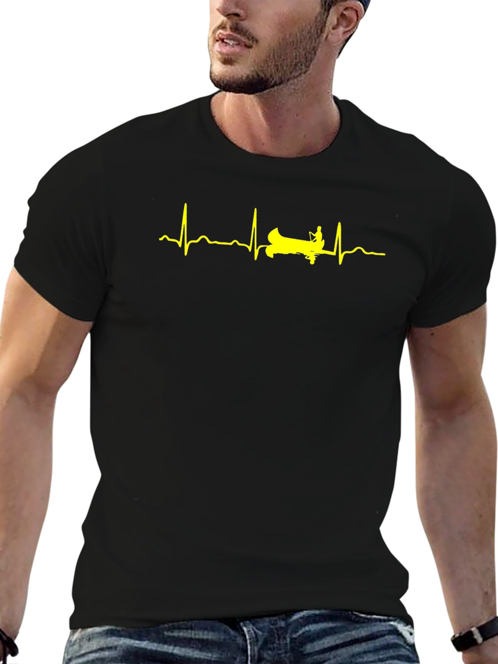 Kayak Heartbeat Graphic Tee - Black