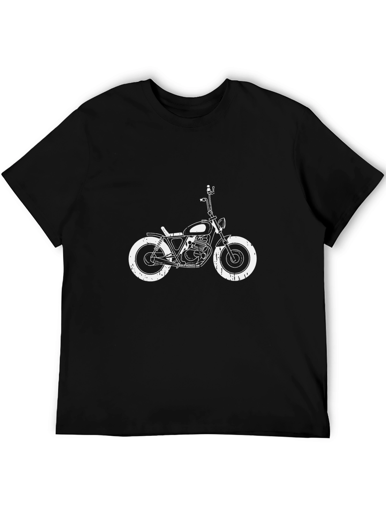 Motorcycle Graphic Tee - Black Cotton T-Shirt