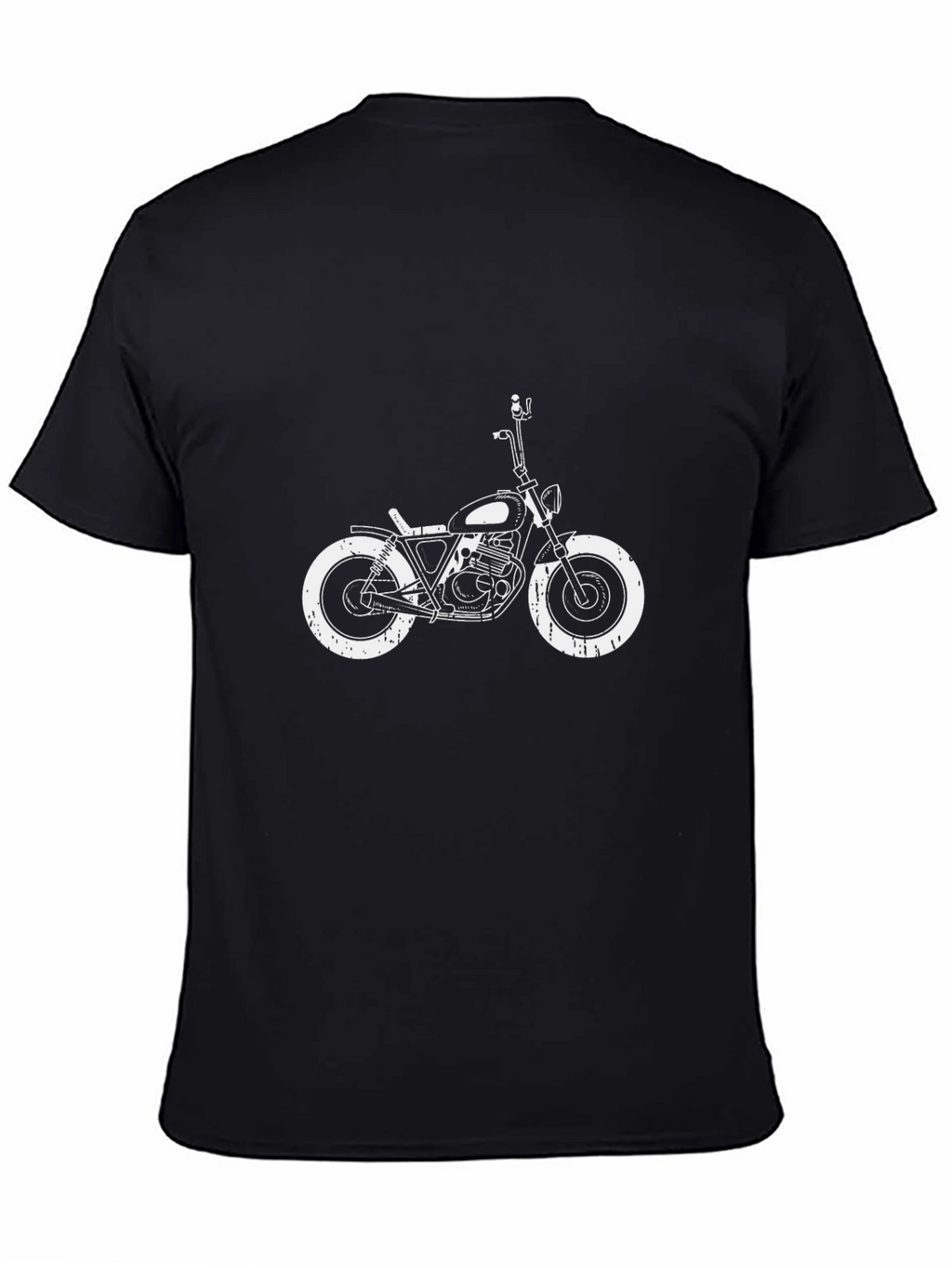 Motorcycle Graphic Tee - Black Cotton T-Shirt