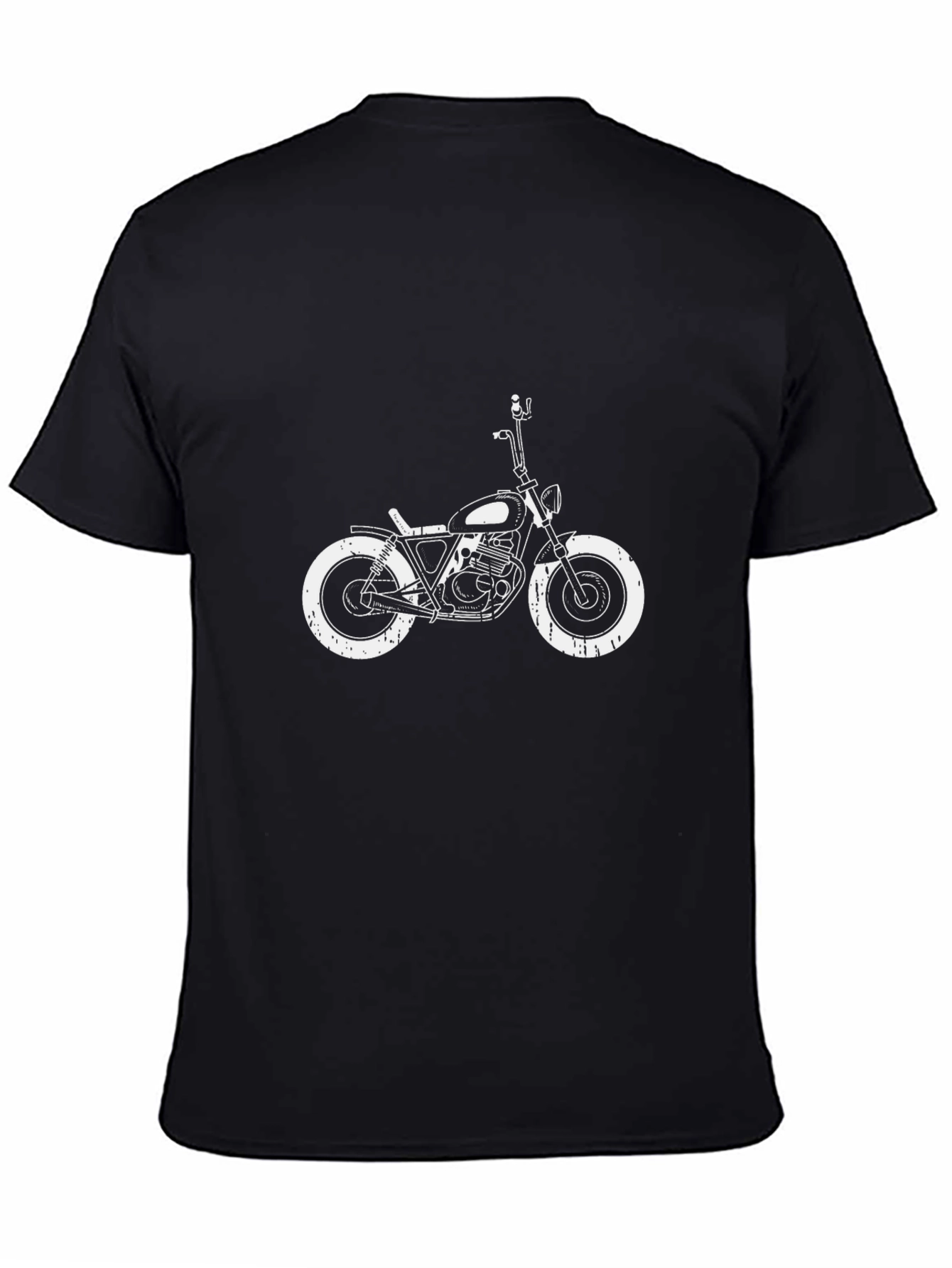 Motorcycle Graphic Tee - Black Cotton T-Shirt