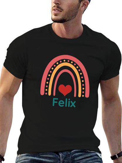Felix Rainbow Heart T-Shirt - Personalized Gift