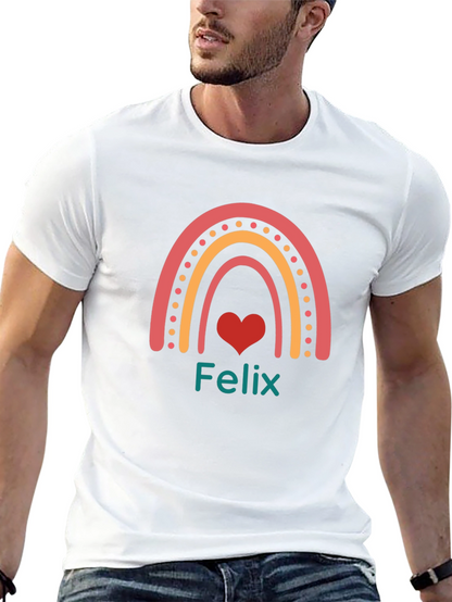 Felix Rainbow Heart T-Shirt - Personalized Gift