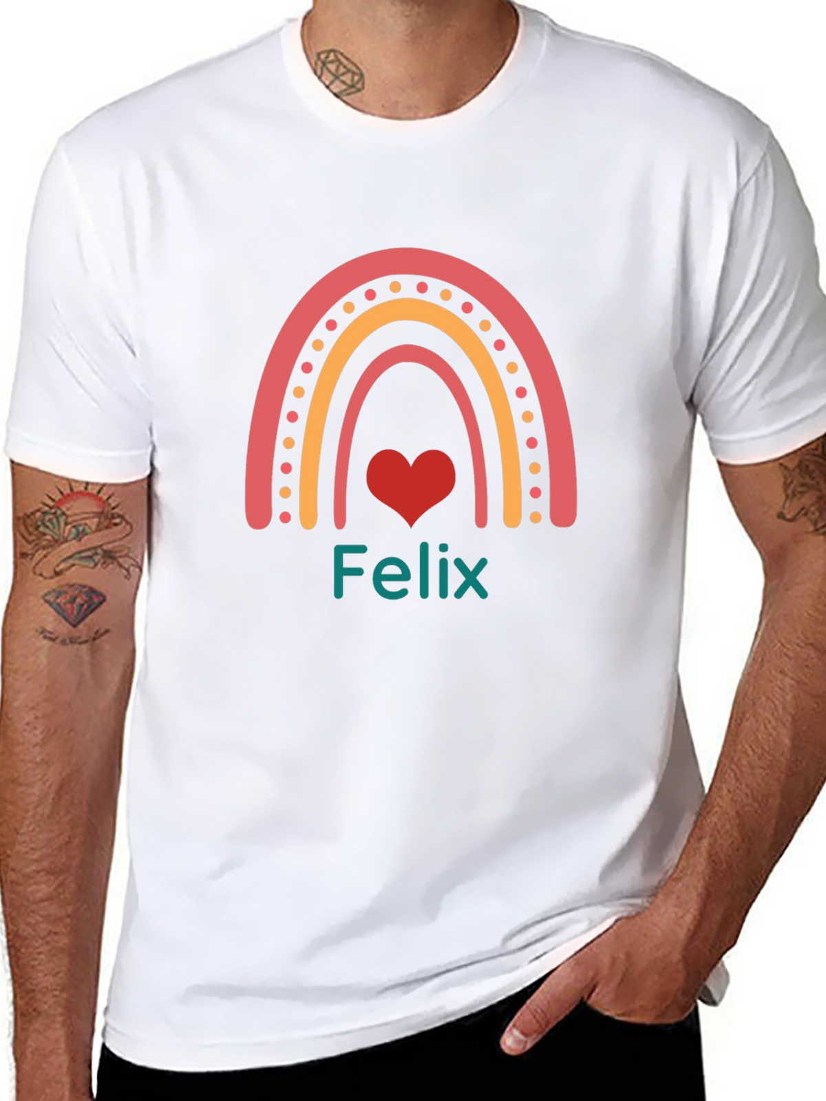 Felix Rainbow Heart T-Shirt - Personalized Gift