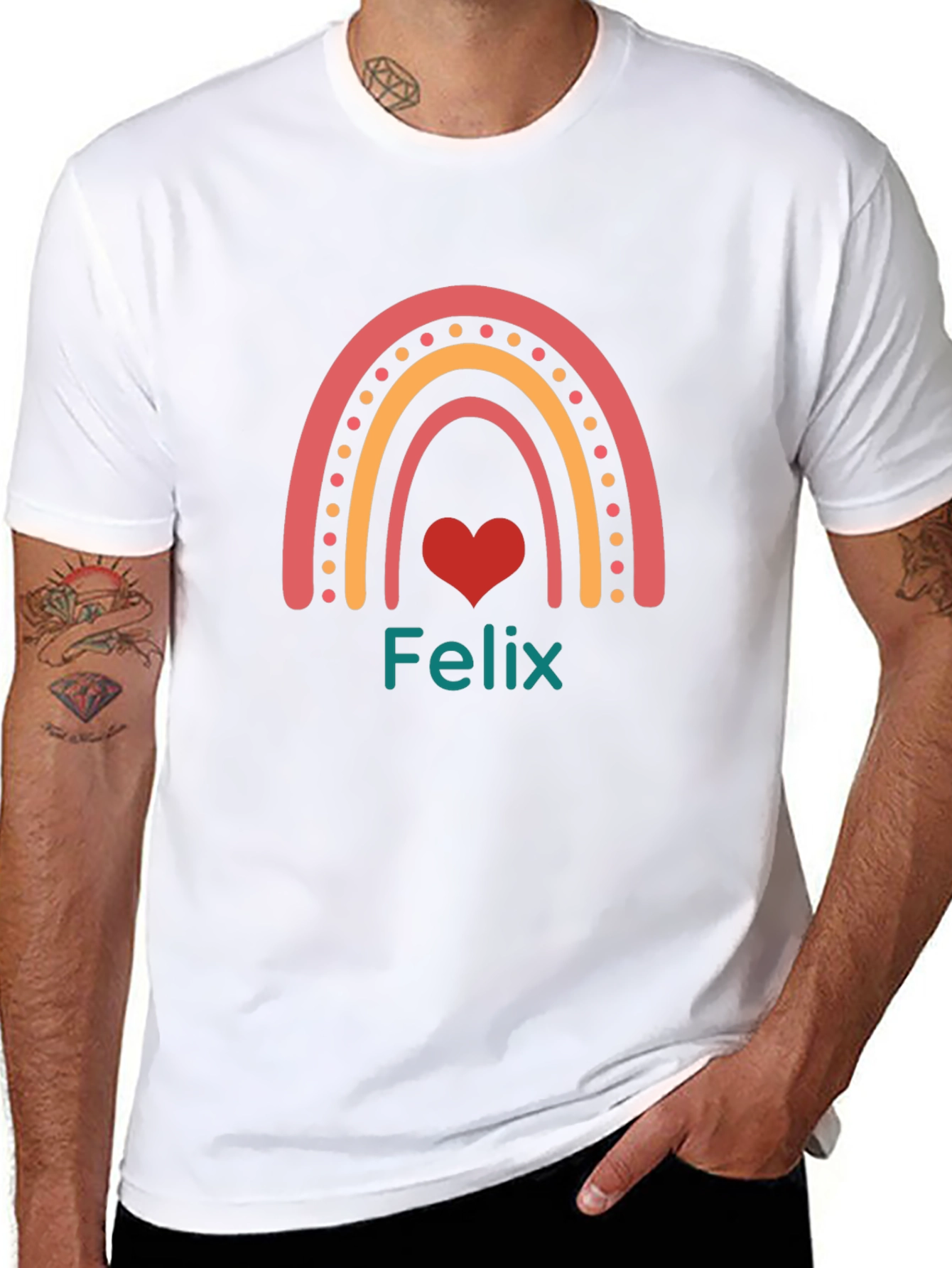 Felix Rainbow Heart T-Shirt - Personalized Gift