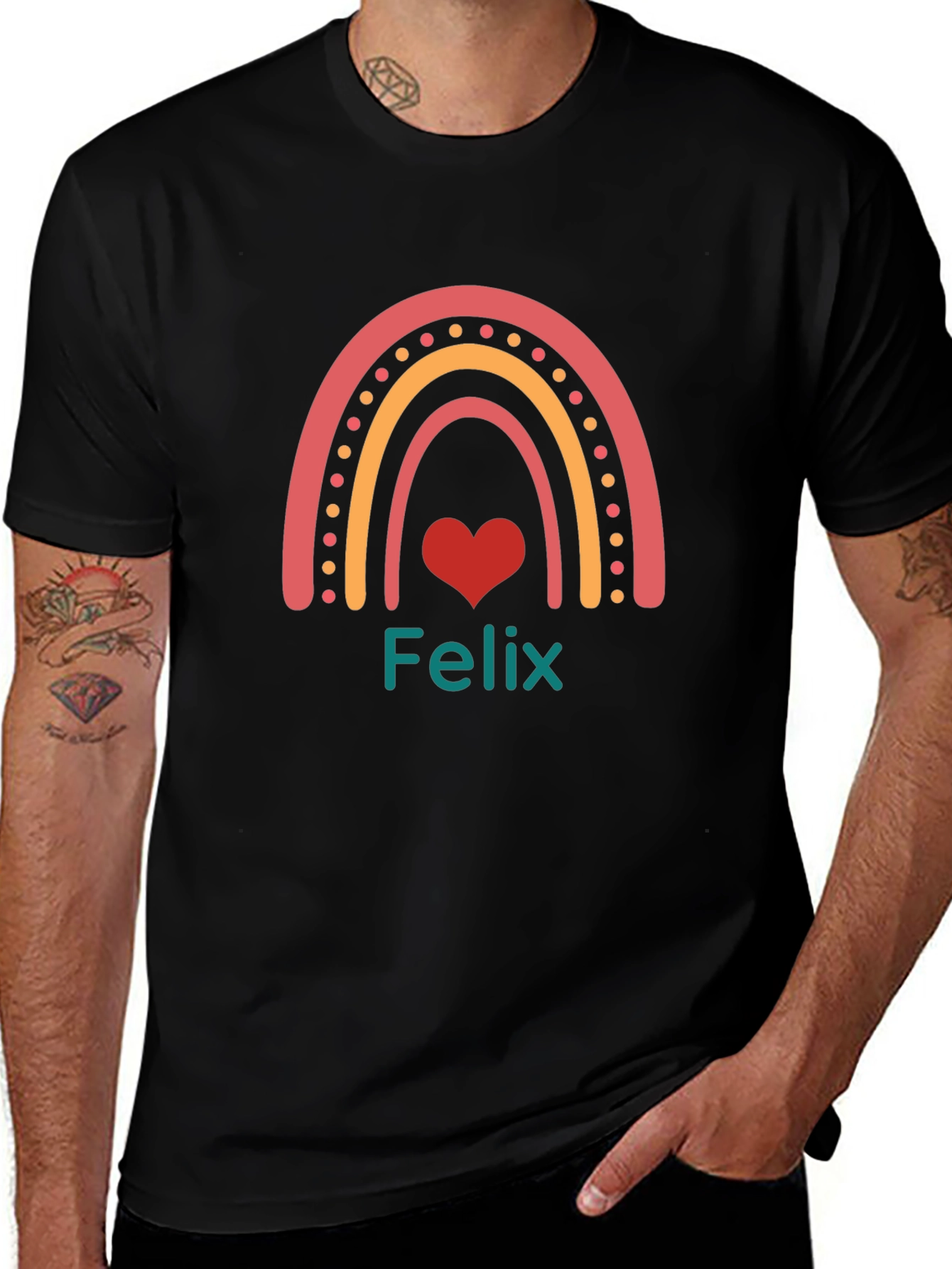 Felix Rainbow Heart T-Shirt - Personalized Gift