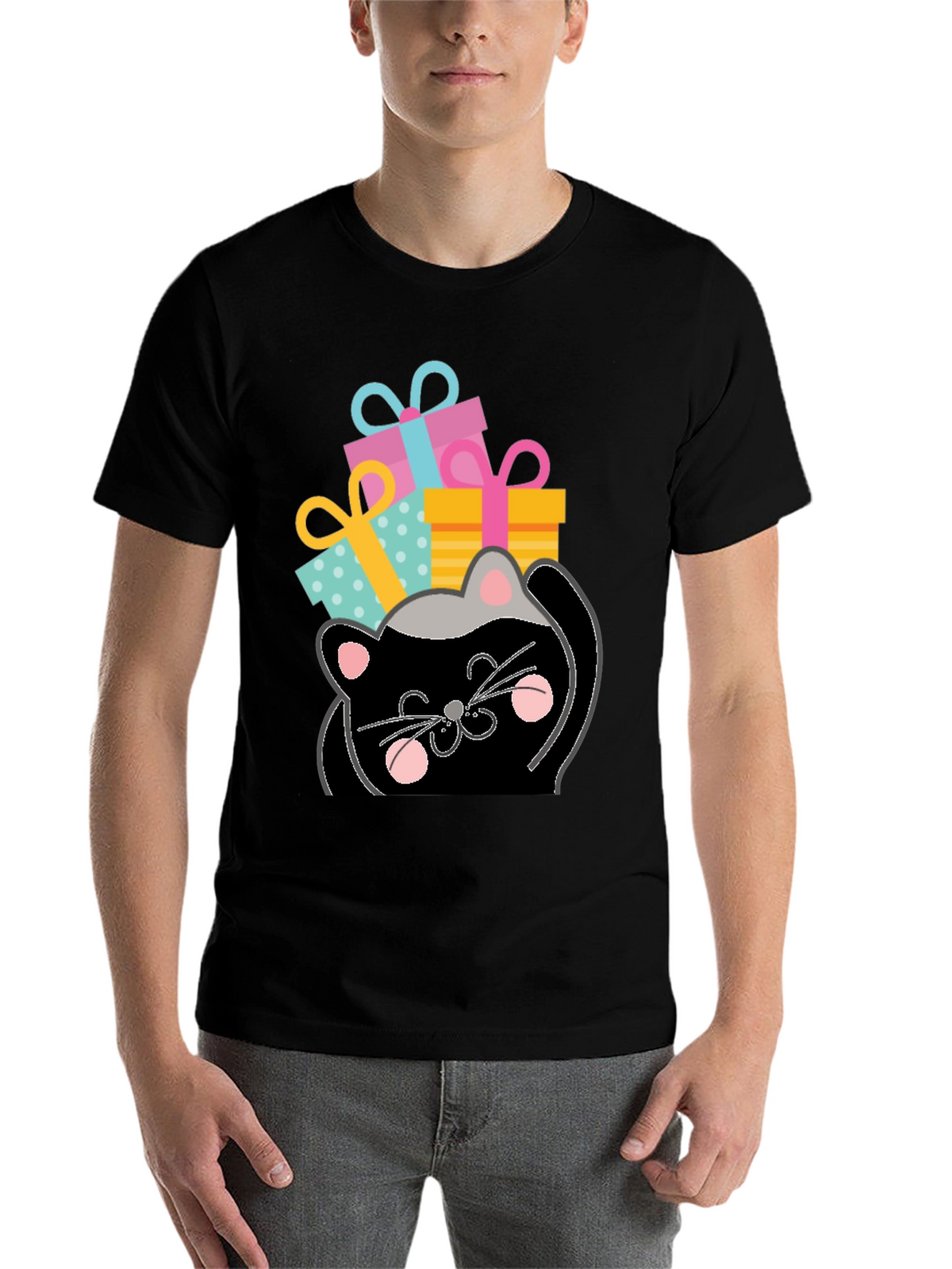 Cat with Gifts Graphic Tee