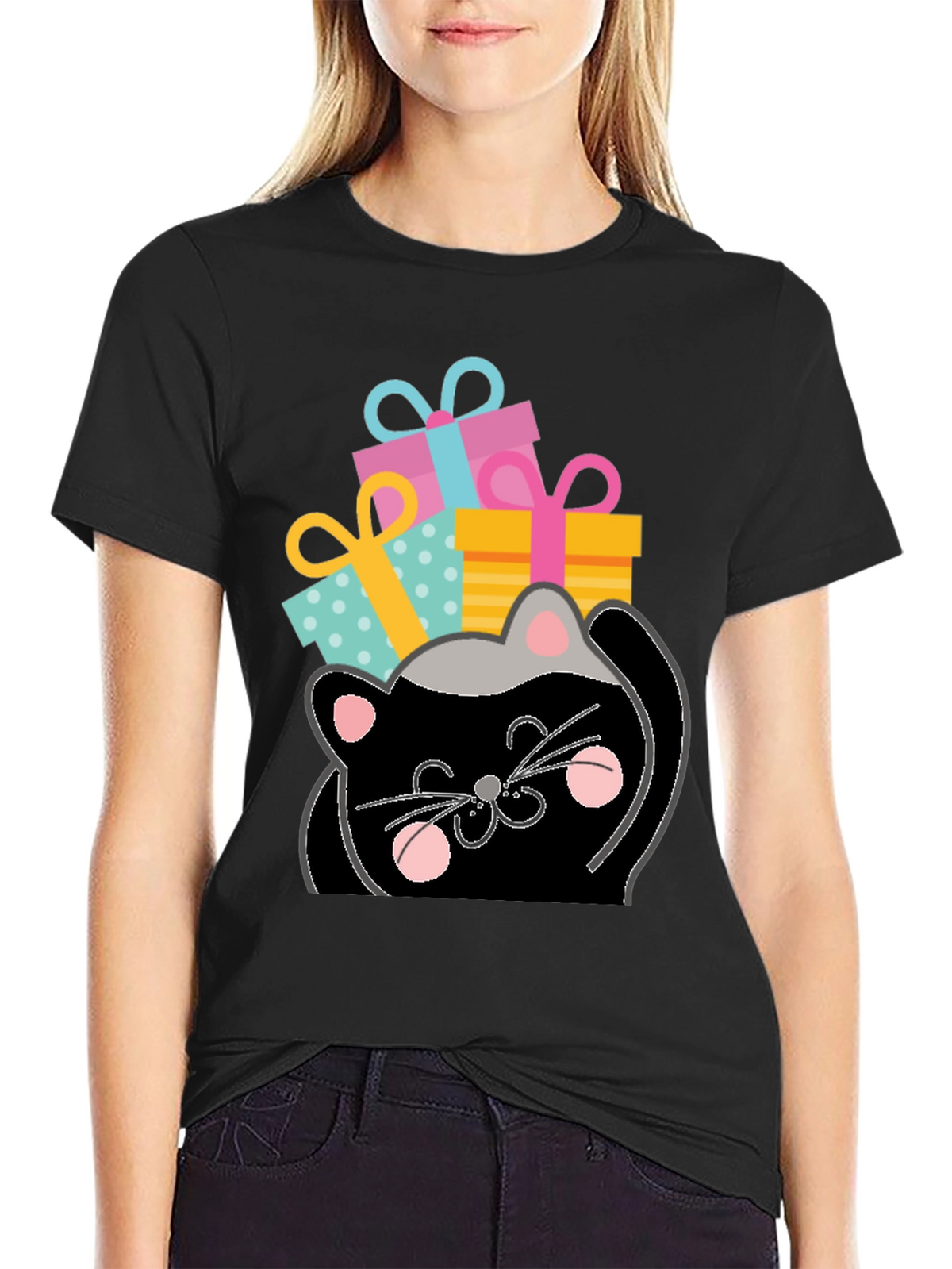 Cat with Gifts Graphic Tee