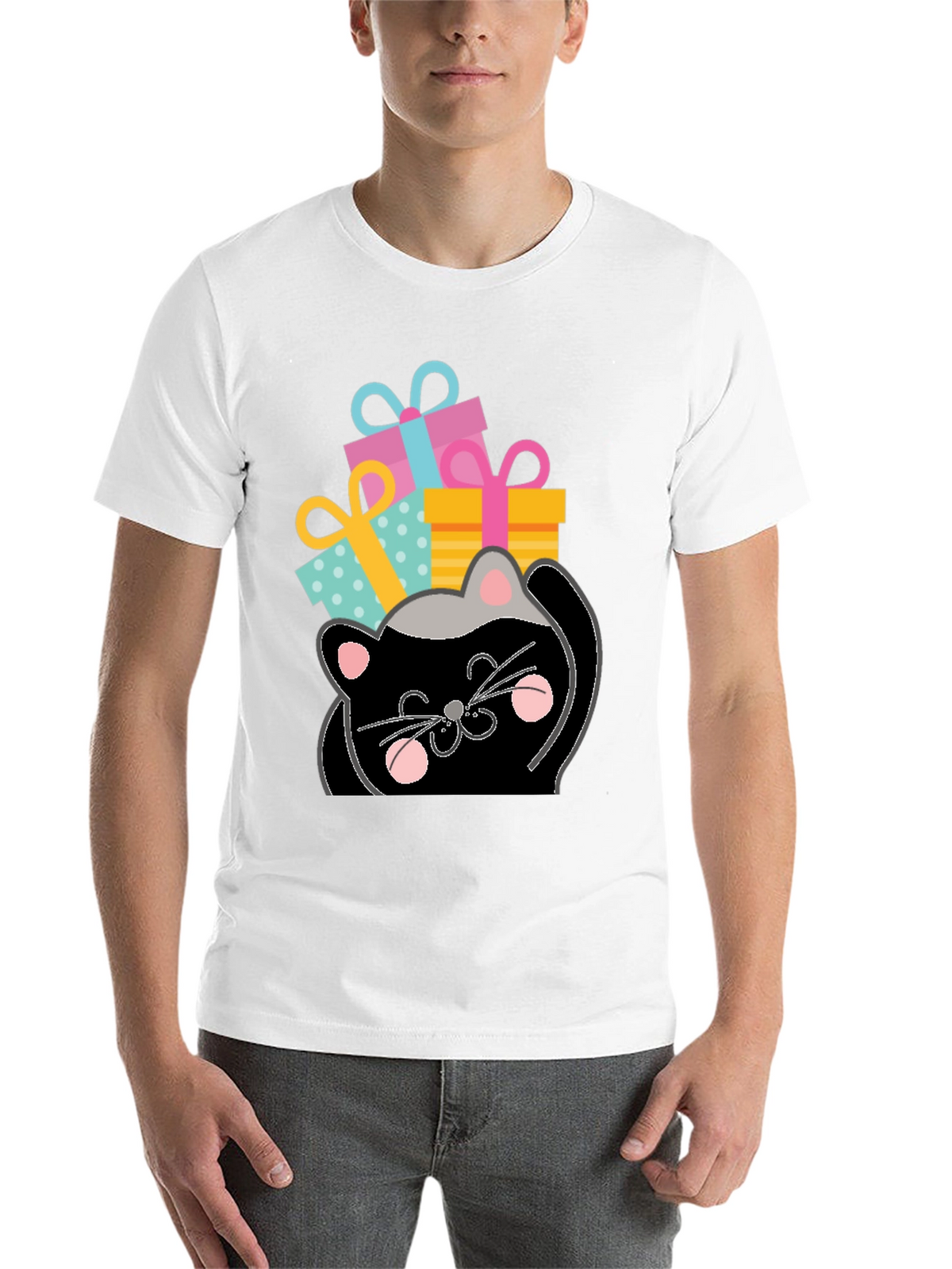 Cat with Gifts Graphic Tee