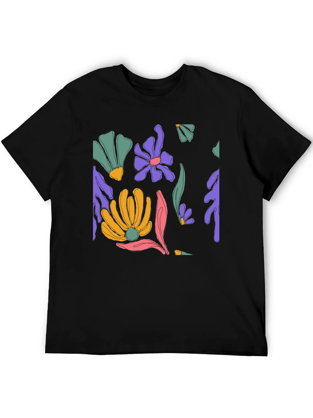Floral Print Black T-Shirt