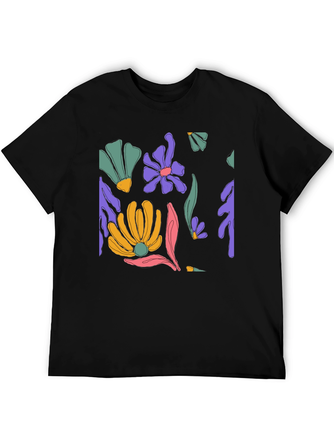 Floral Print Black T-Shirt