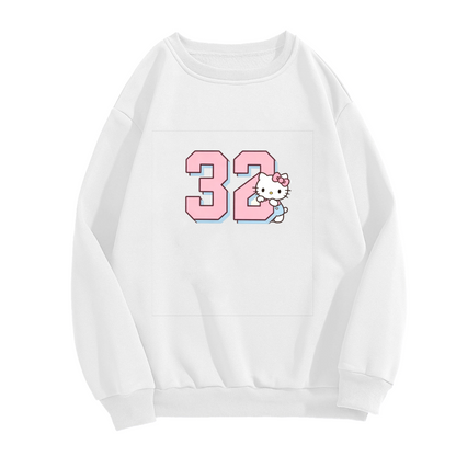 Cute Hello Kitty Number 32 Varsity Style Crewneck Sweatshirt