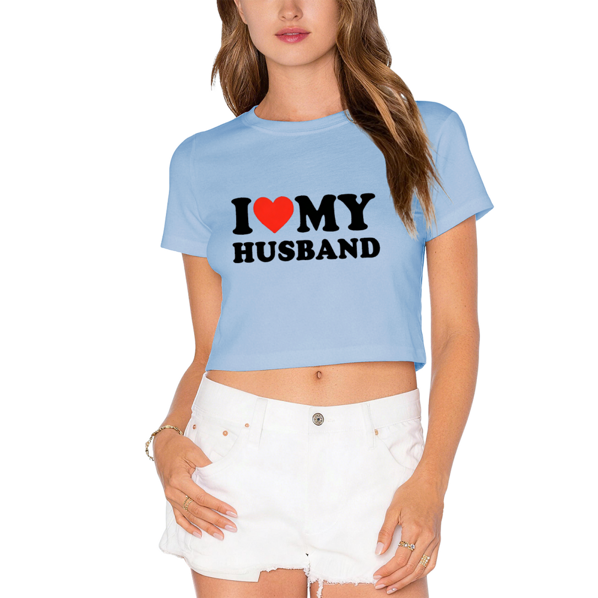 I Love My Husband Cute Lime Green Crop Top