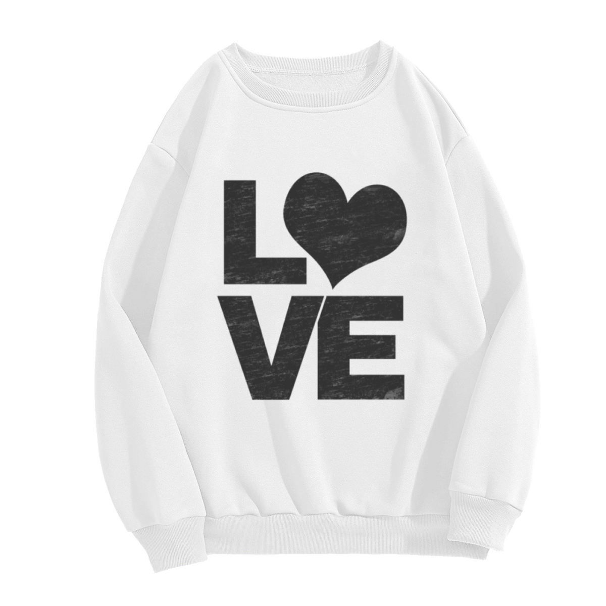 LOVE Heart Block Letter Crewneck Sweatshirt | Vintage Distressed Graphic Pullover, Minimalist Heart Letter Top, Valentine's Day Gift