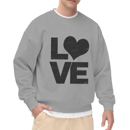 LOVE Heart Block Letter Crewneck Sweatshirt | Vintage Distressed Graphic Pullover, Minimalist Heart Letter Top, Valentine's Day Gift