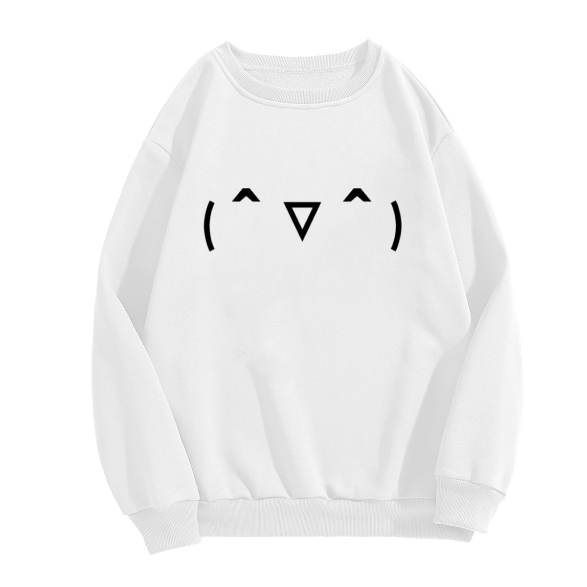 Happy Kaomoji Face Crewneck Sweatshirt - Cute Japanese Emoticon Pullover, Minimal Kawaii Streetwear, Positive Top