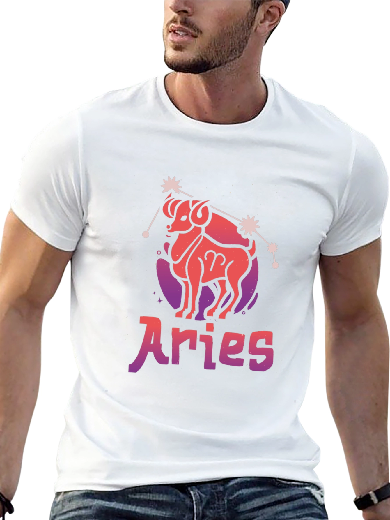 Aries Zodiac Graphic T-Shirt - Black Cotton Tee