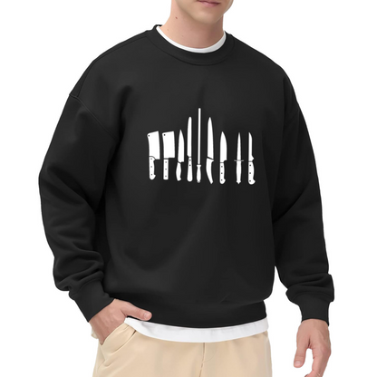 Chef Knife Collection Crewneck Sweatshirt, Kitchen Knives Silhouette Pullover, Chef Cooking Gift