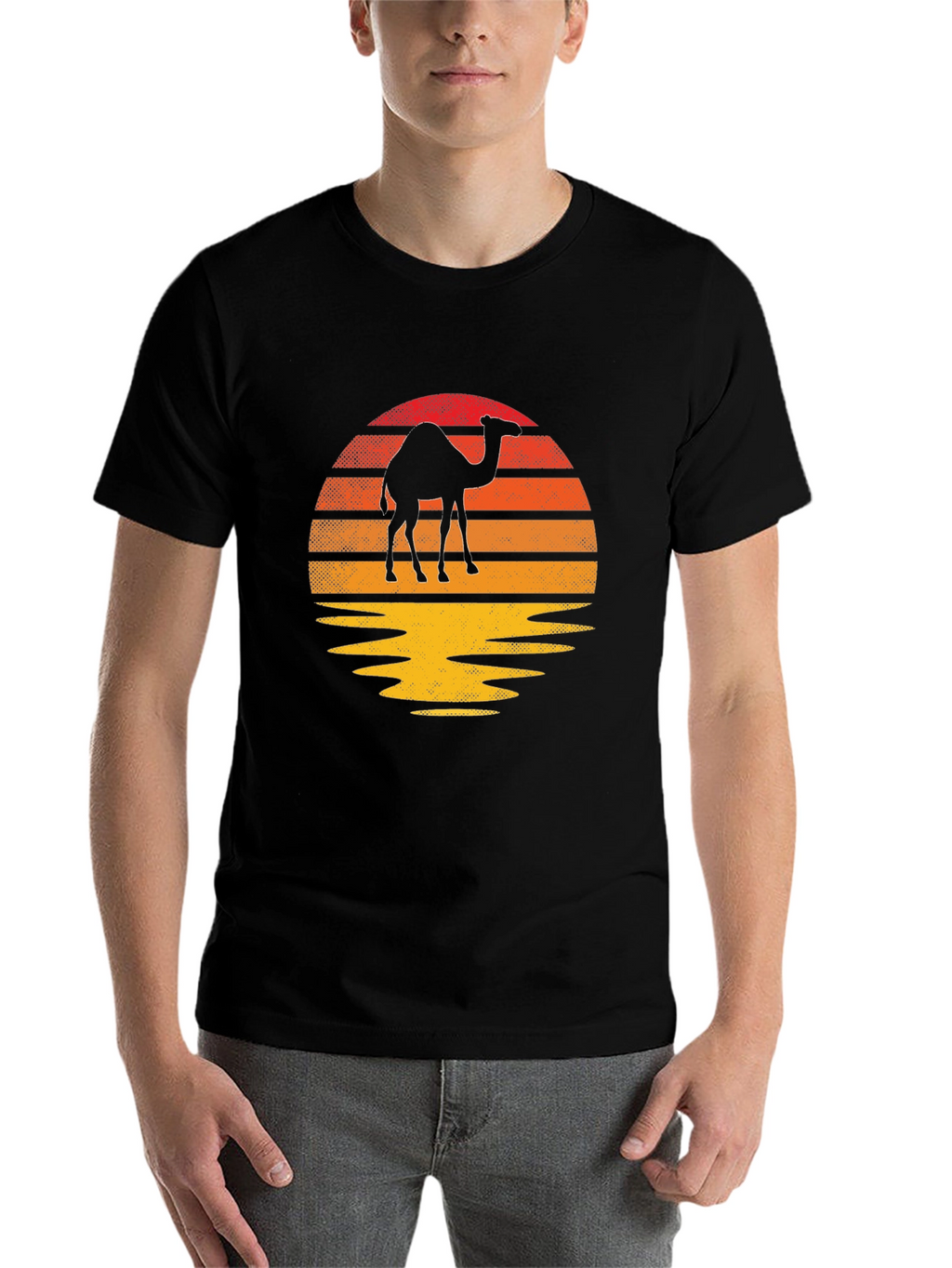 Camel Sunset Graphic Tee - Retro Style