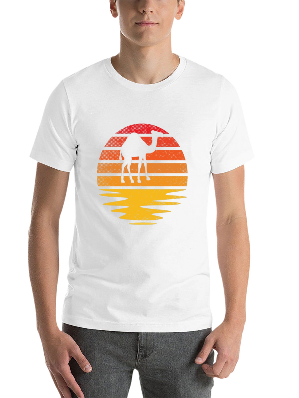 Camel Sunset Graphic Tee - Retro Style